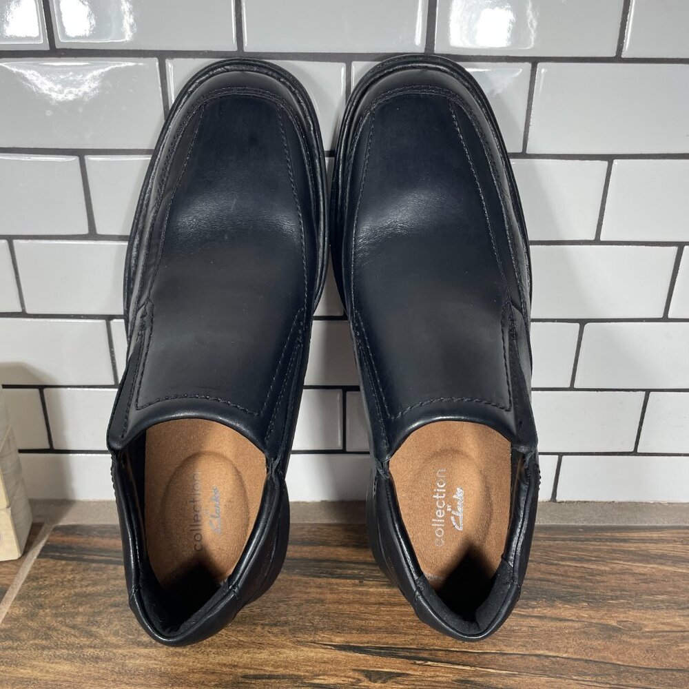 Clarks Kempton Free Shoes Mens Size 9 Wide Black Leather Casual Loafer - Picture 7 of 13